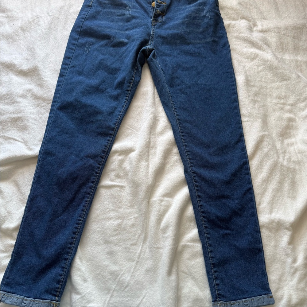 SHEIN Deep Blue Skinny Jeans